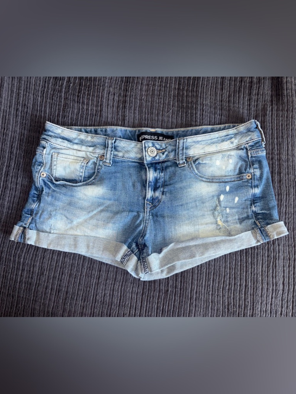 Express Jeans Light Blue Denim Cuffed Short Shorts